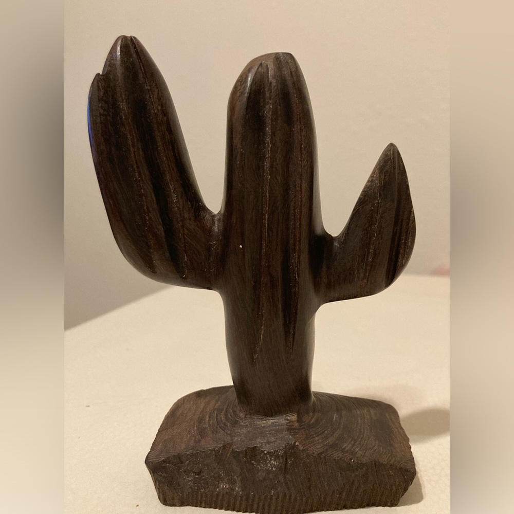 Ironwood Hand Carved Solid Wood  Cactus Sculpture Ironwood Carvings-Vintage
